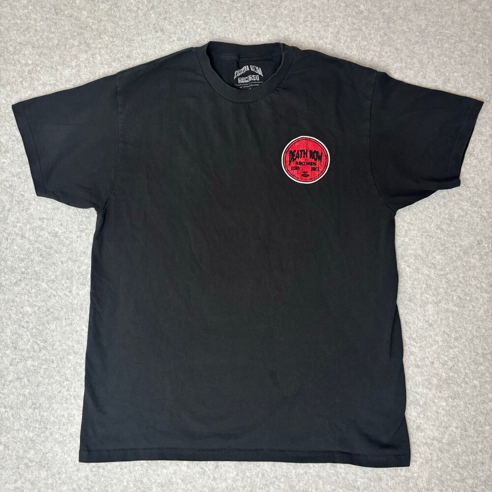 Death Row Records Unisex Black And Red Graphic Logo 100% Cotton T-Shirt - Size L